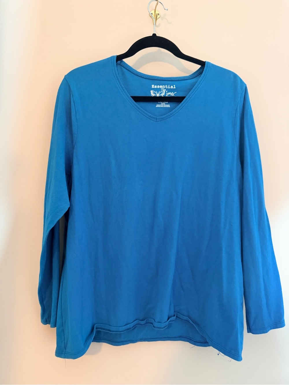 Y2K Essentials Women's Long Sleeve V-Neck Top in Teal